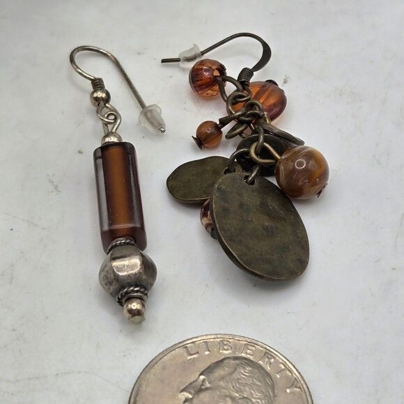 "5/$25" Mismatched Bronze Brown Beaded Rustic Dangle Earrings - Picture 4 of 5